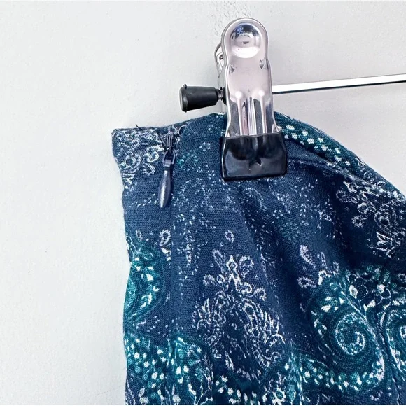 Free People Blue & Teal Paisley Bandana Button Mini Skirt - Picture 7 of 7